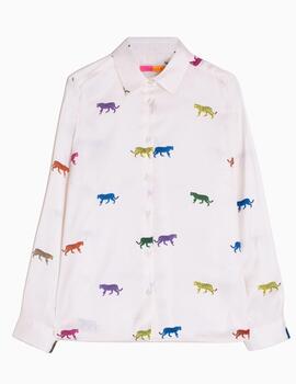 Camisa VILAGALLO leopardos blanco fluido