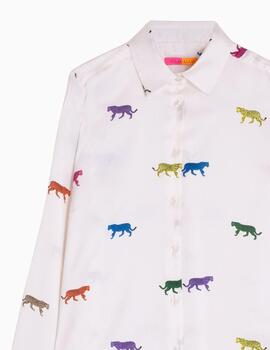 Camisa VILAGALLO leopardos blanco fluido