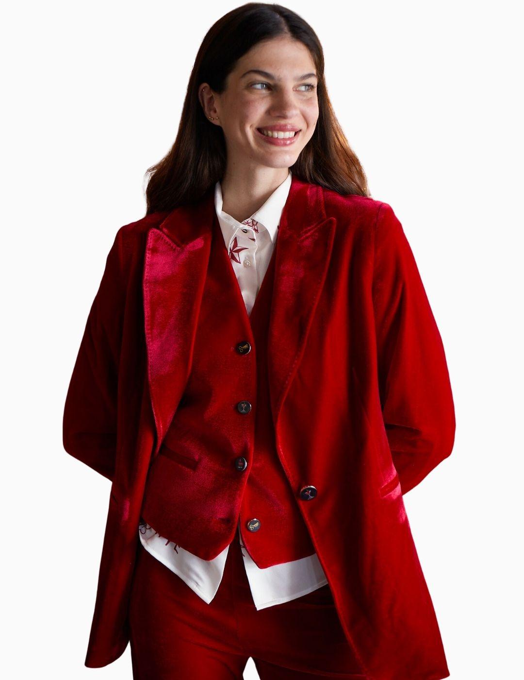 Chaqueta VILAGALLO terciopelo rojo