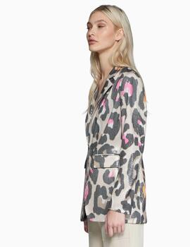 Chaqueta VILAGALLO lentejuelas beige animal print