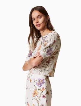 Jersey TWINSET de rejilla con estampado de flores 