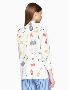 Camisa VILAGALLO mariela aperitivo print jacquard