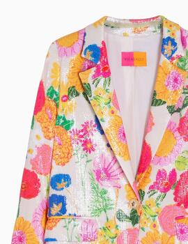 Chaqueta VILAGALLO lentejuelas estampado flores