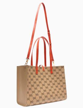 Bolso LUI JO tote beige con logotipo monograma  