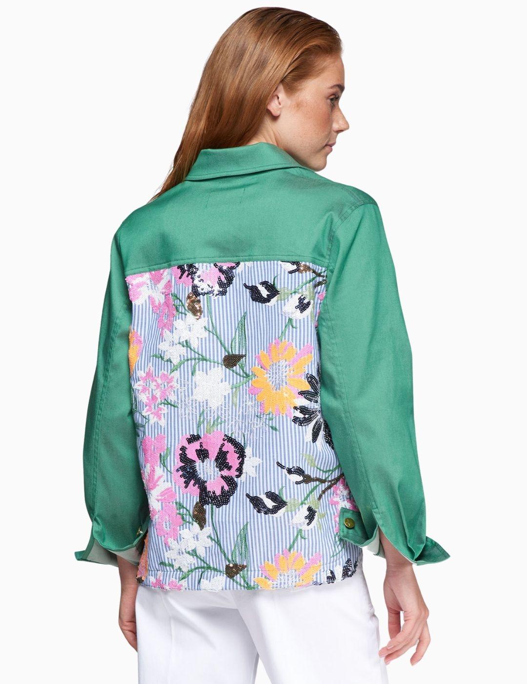 Chaqueta VILAGALLO bordado flores lentejuelas