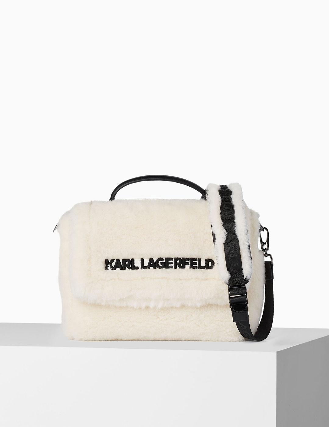 Karl Lagerfeld shearling top handle