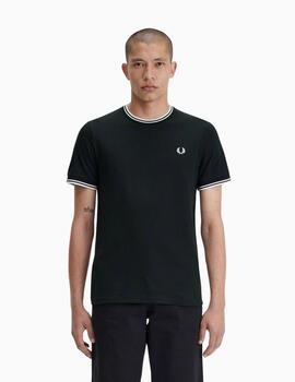 Camiseta FRED PERRY hombre cuello redondo con dos ribetes