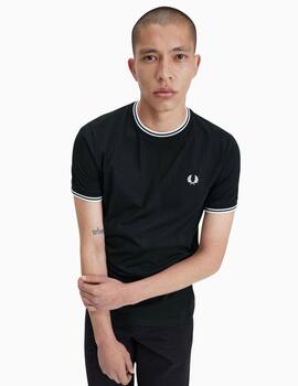 Camiseta FRED PERRY hombre cuello redondo con dos ribetes