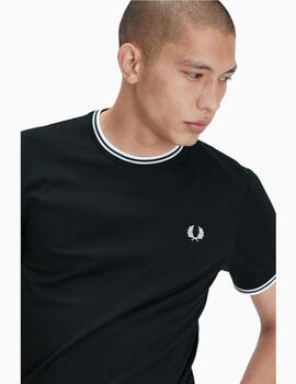 Camiseta FRED PERRY hombre cuello redondo con dos ribetes