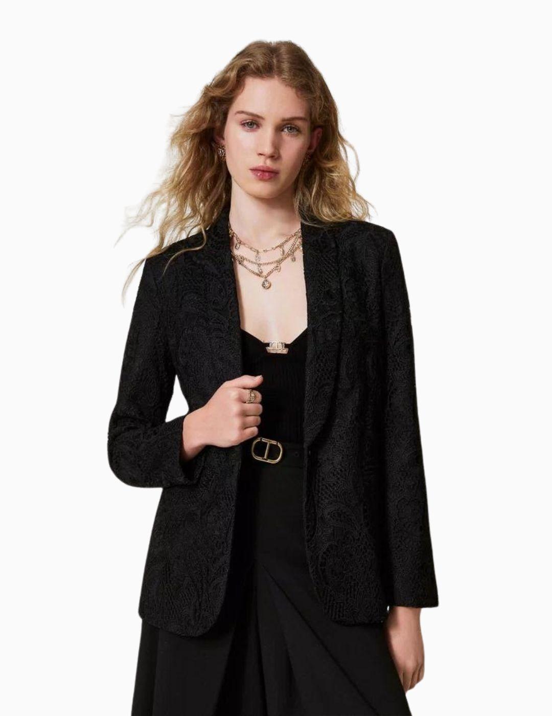 Chaqueta TWINSET blazer de encaje macramé 