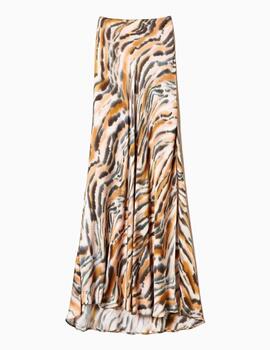 Falda TWINSET larga de raso animal print 