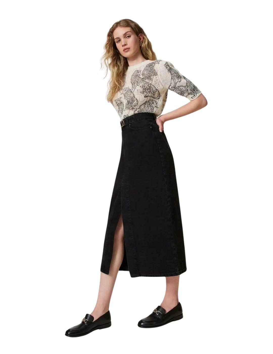 Falda TWINSET  vaquera con cinturón