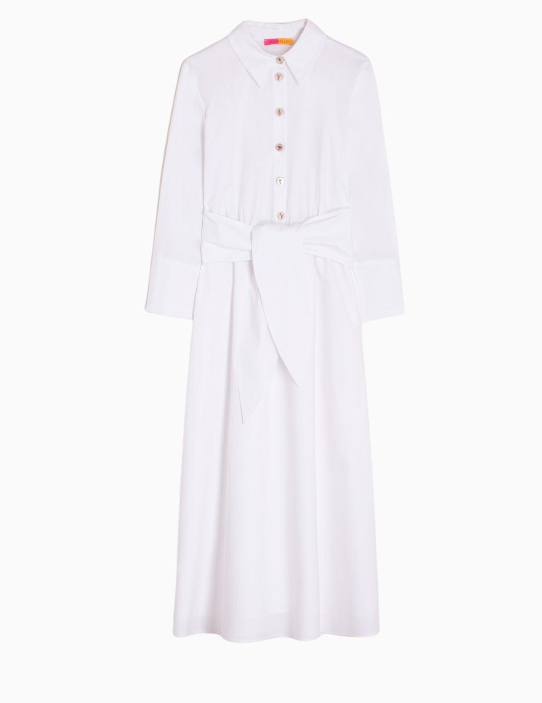 Vestido VILAGALLO camisero lazo popelin