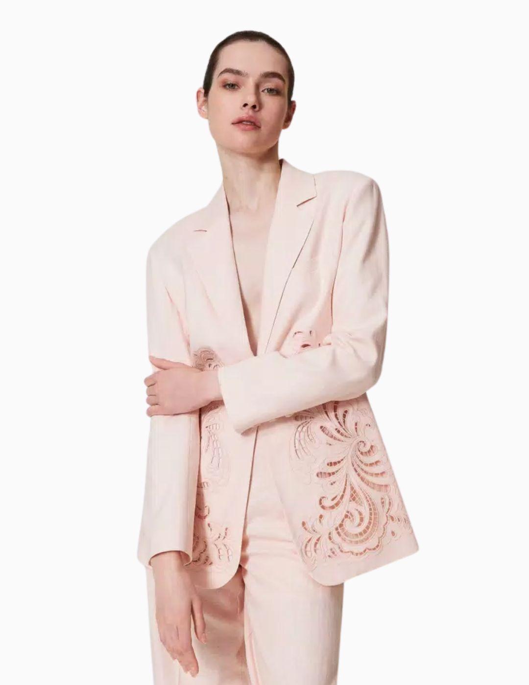 Chaqueta TWINSET  de mezcla de lino con bordado 