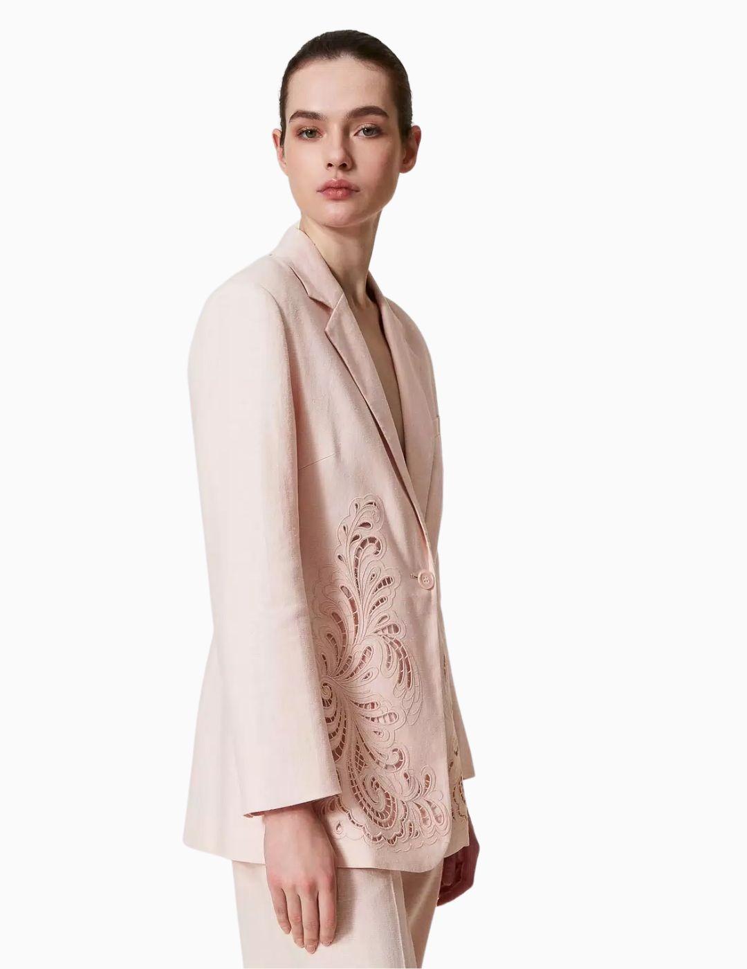 Chaqueta TWINSET  de mezcla de lino con bordado 