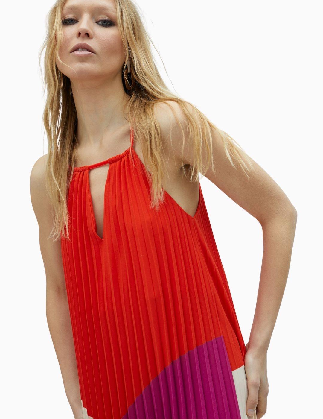 Vestido LOLA CASADEMUNT BY MAITE plisado tricolor 