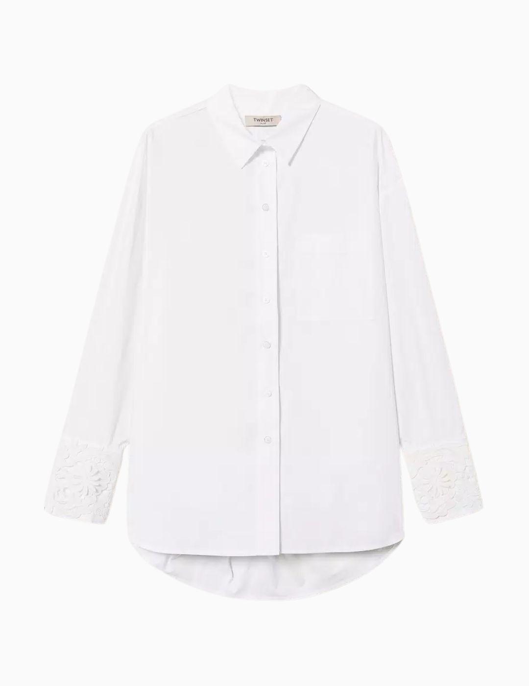 Camisa TWINSET oversize de popelina con encaje 