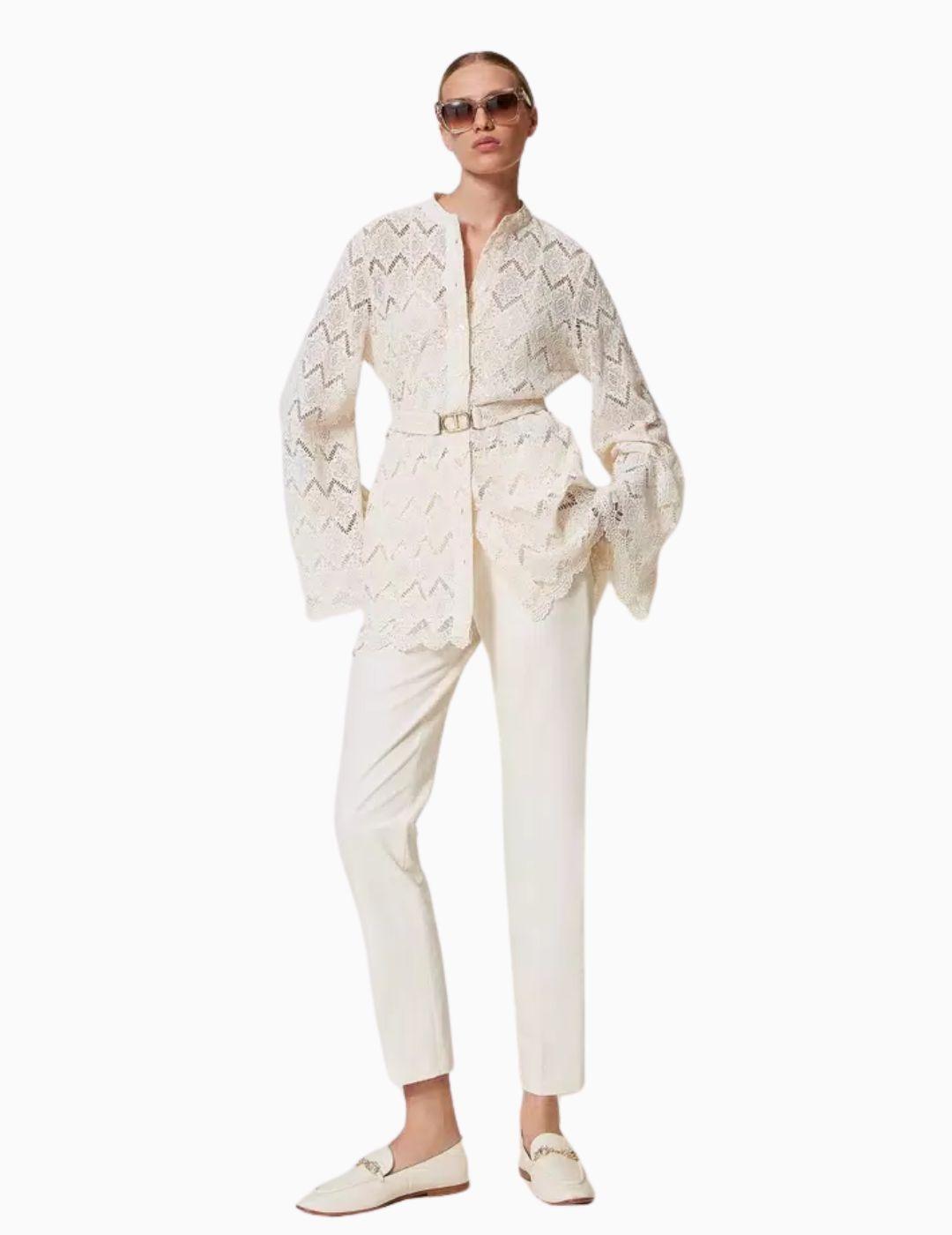 Pantalones TWINSET rectos de gabardina