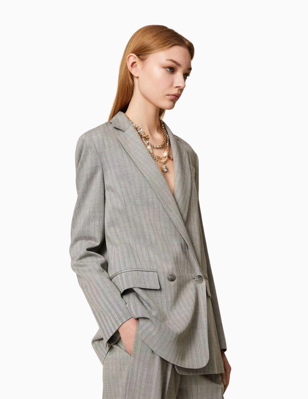 CHAQUETA TWINSET BLAZER SASTRE DE LANA MIXTA