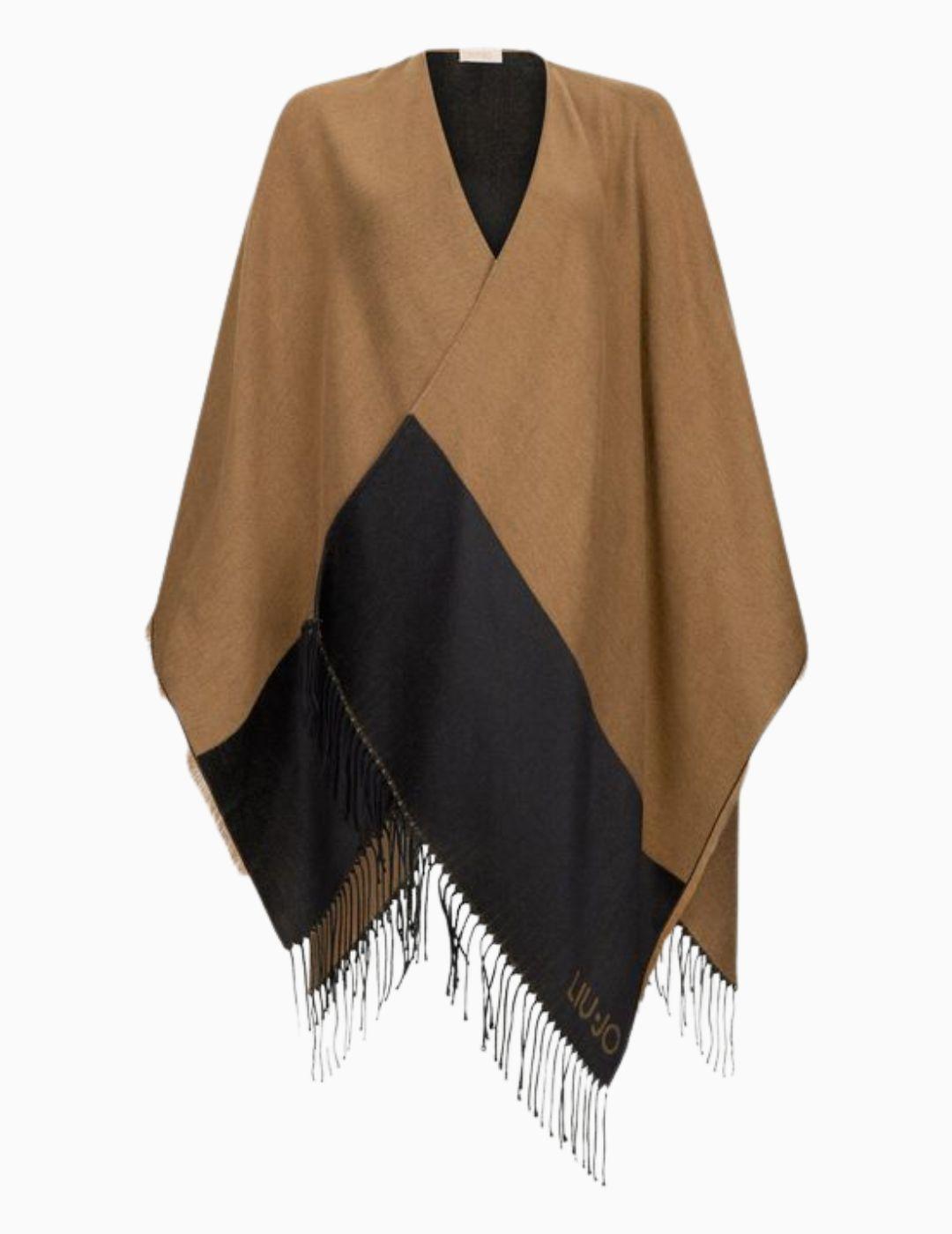 Poncho LIU JO con logotipo y flecos  