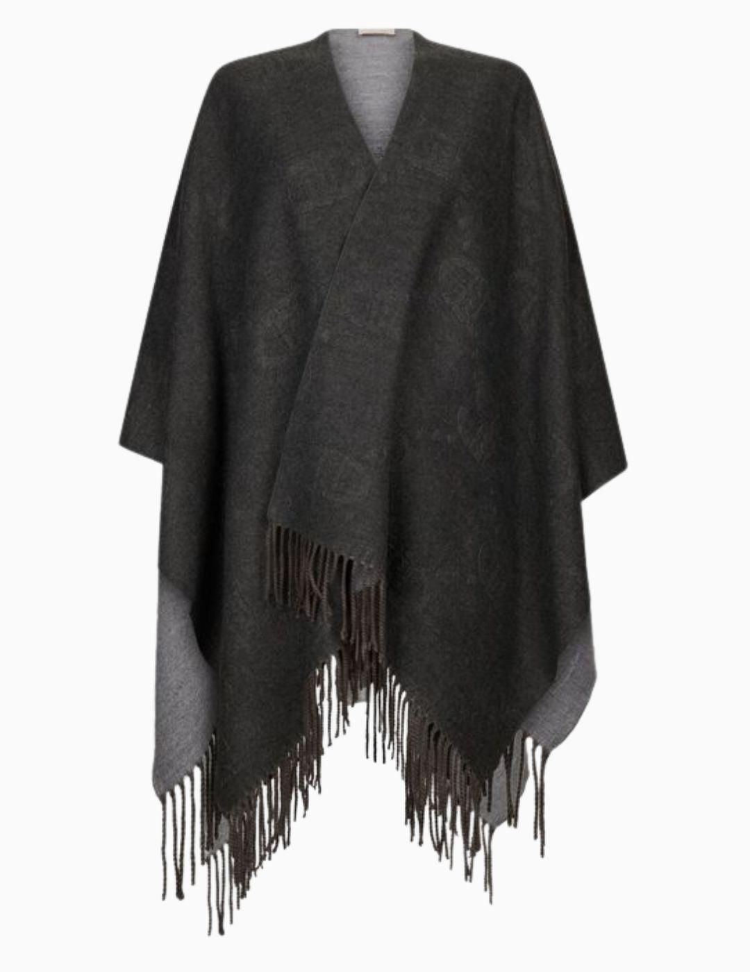 Poncho LIU JO con logotipo y flecos  