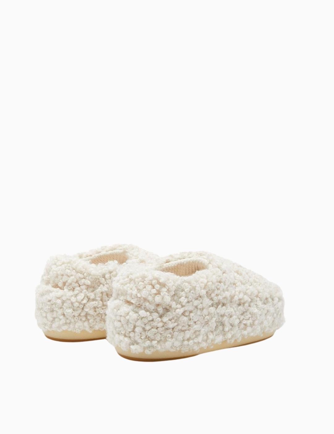 MULES MOON BOOT BAND FAUX CURLY BEIGE