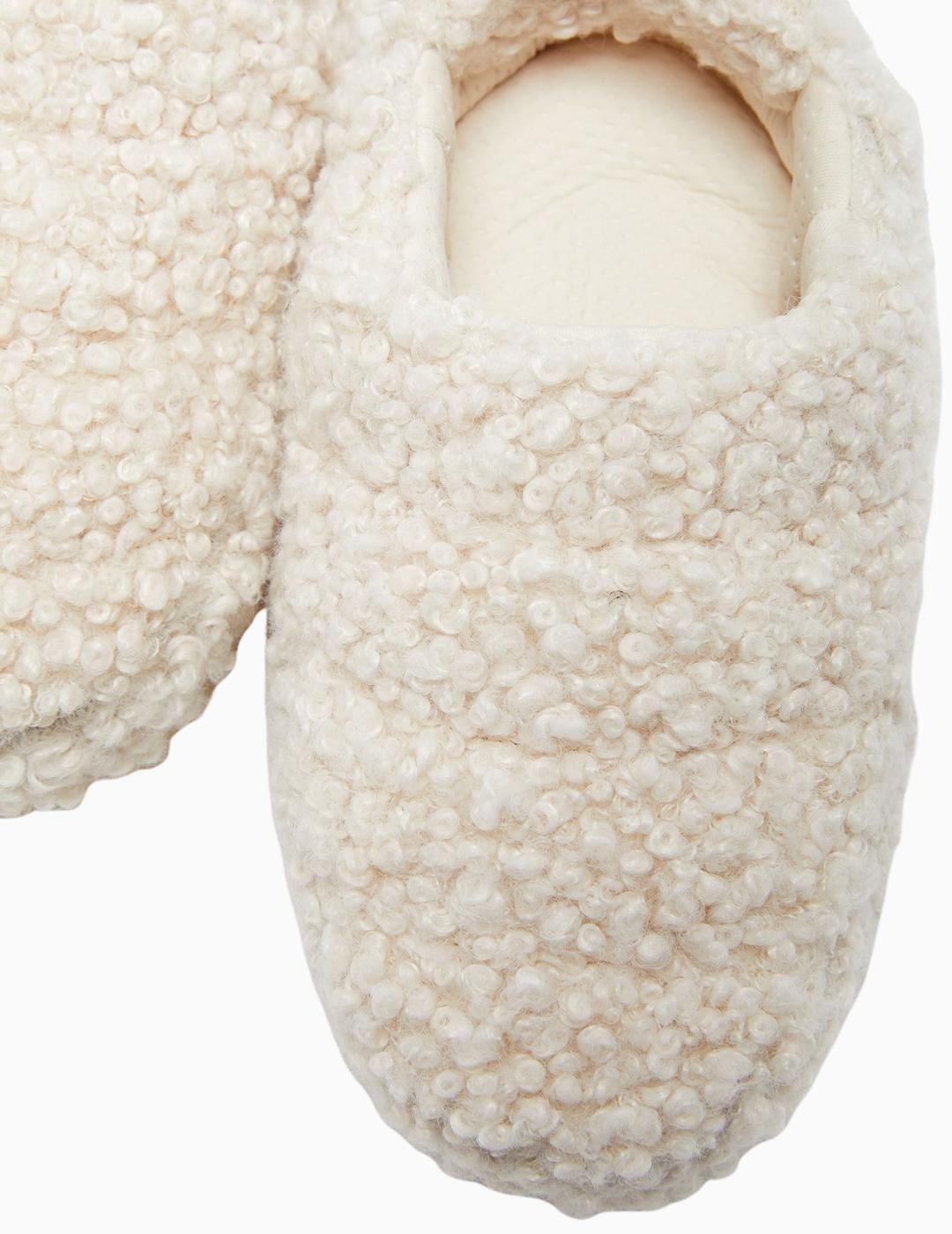 MULES MOON BOOT BAND FAUX CURLY BEIGE