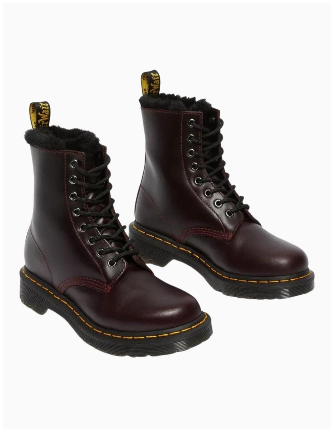 BOTAS DR. MARTENS 1460 SERENA PIEL FORRADA GRANATE