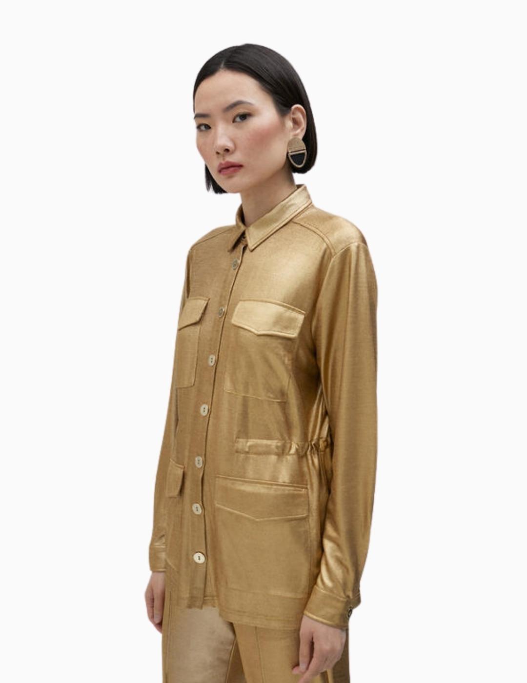 CAMISA LOLA CASADEMUNT LAMINADA DORADA