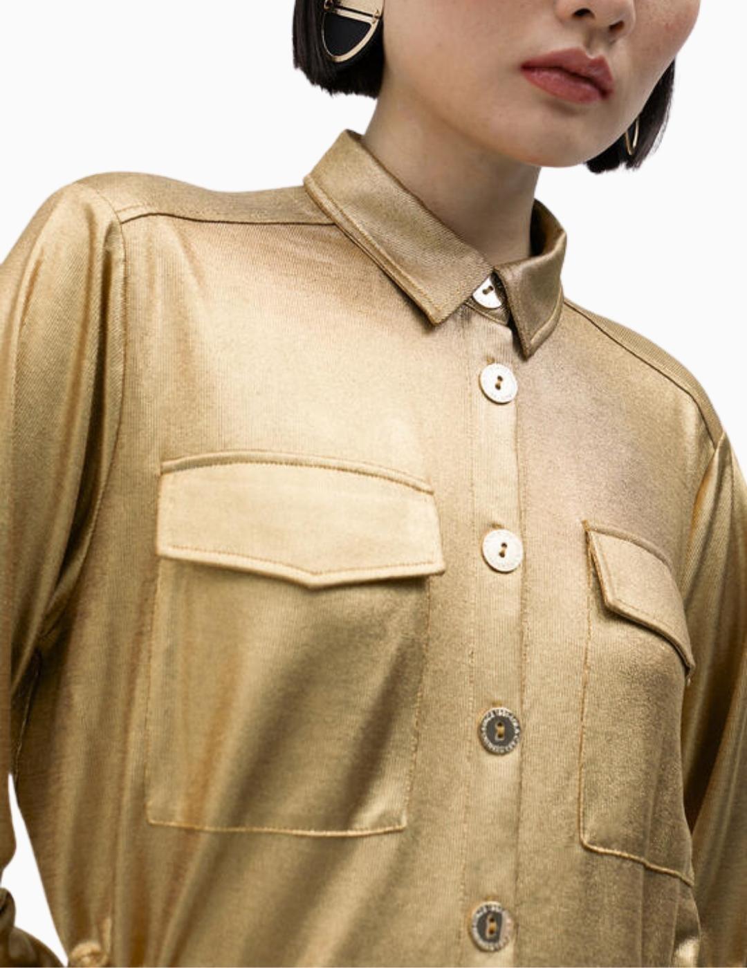 CAMISA LOLA CASADEMUNT LAMINADA DORADA