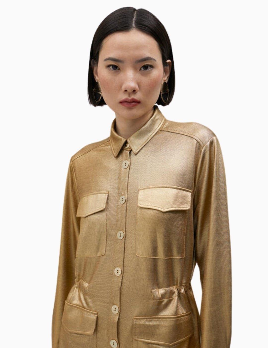 CAMISA LOLA CASADEMUNT LAMINADA DORADA