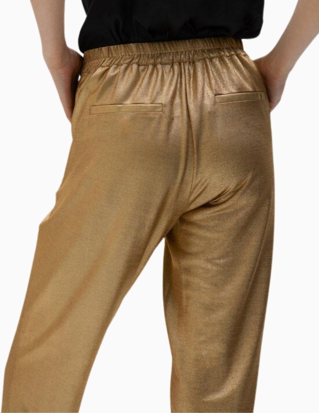 PANTALÓN LOLA CASADEMUNT JOGGER LAMINADO DORADO