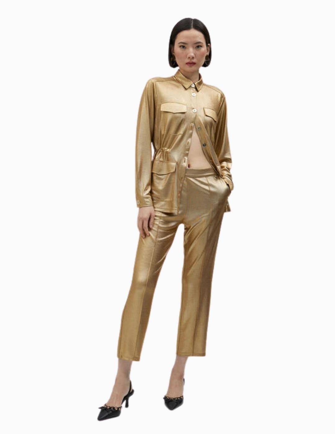 PANTALÓN LOLA CASADEMUNT JOGGER LAMINADO DORADO