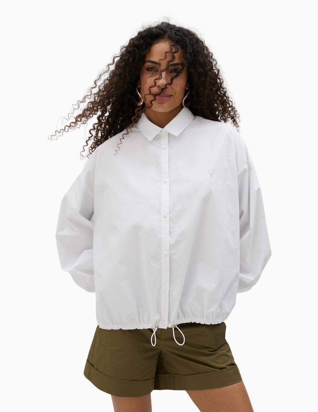 CAMISA LOLA CASADEMUNT POPELÍN CON GOMA EN BAJO BL