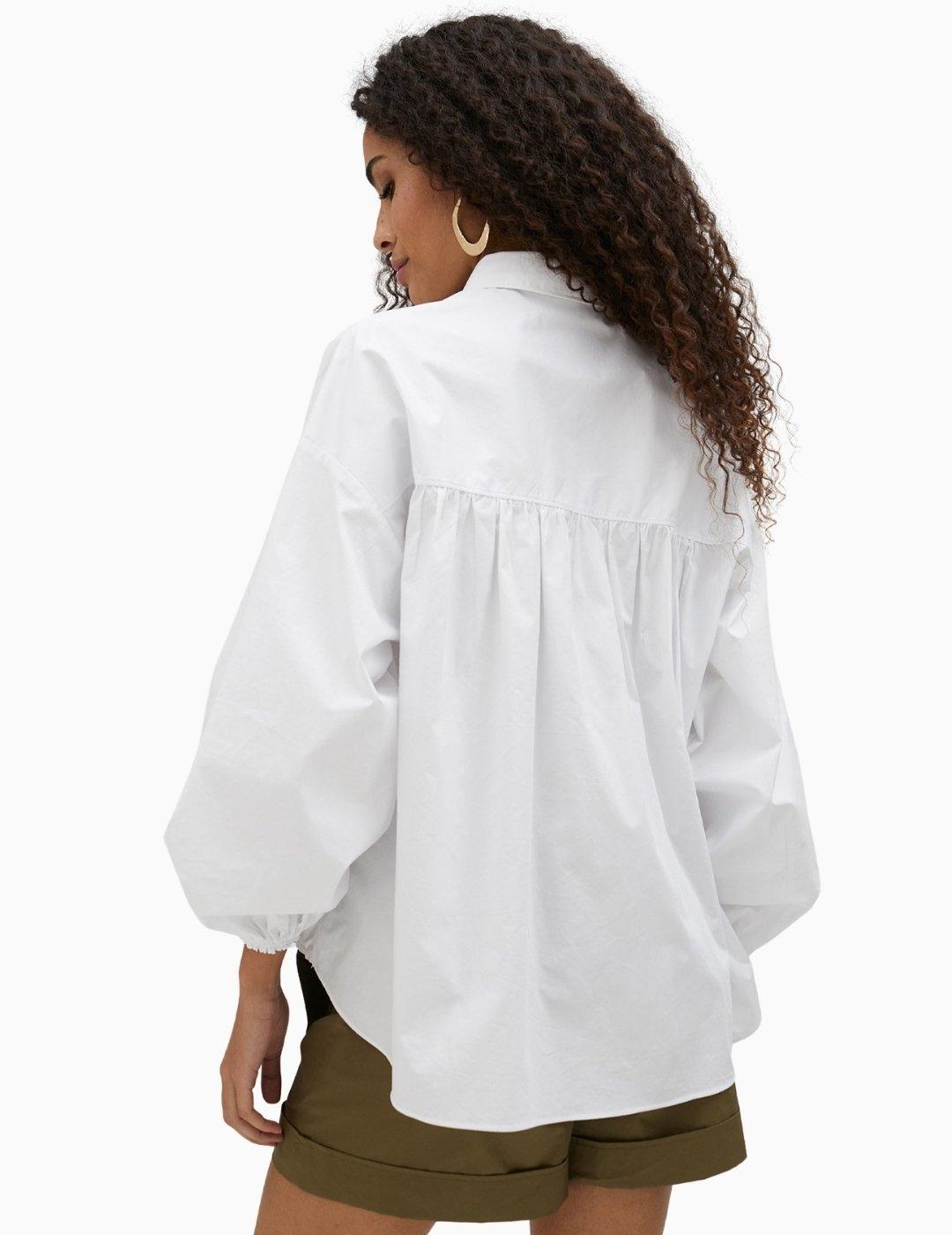 CAMISA LOLA CASADEMUNT POPELÍN CON GOMA EN BAJO BL