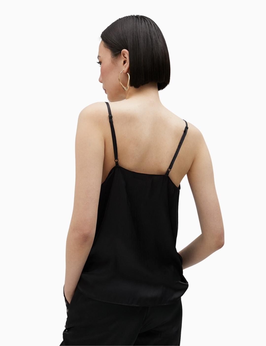 TOP LOLA CASADEMUNT SATINADO TIRANTES NEGRO