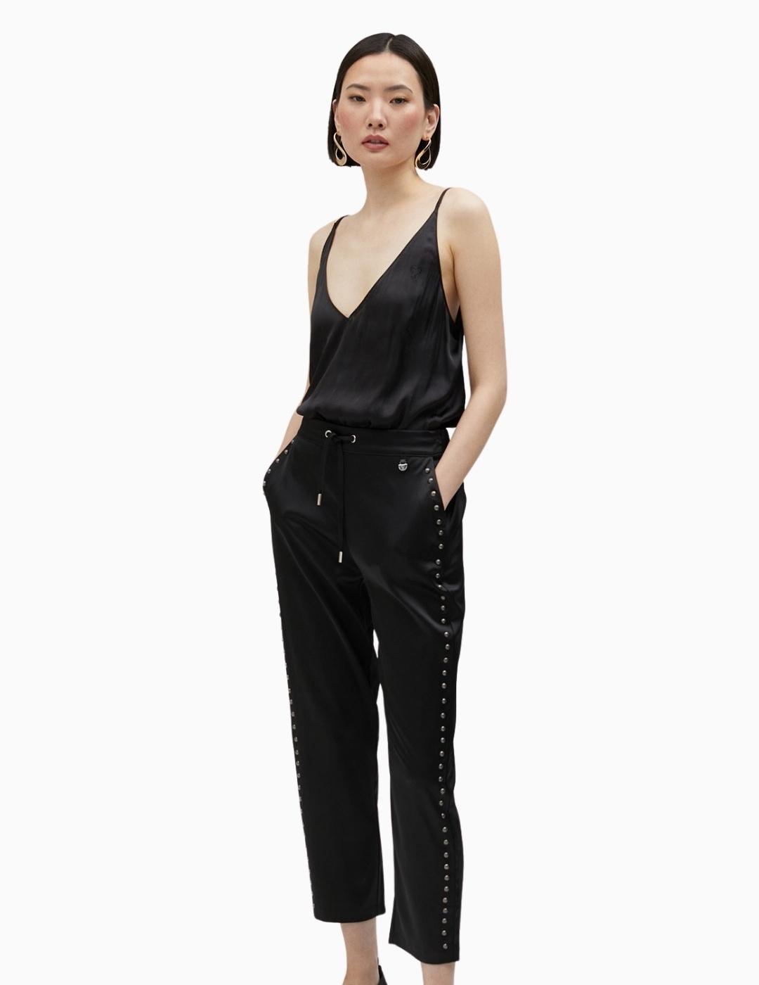 TOP LOLA CASADEMUNT SATINADO TIRANTES NEGRO