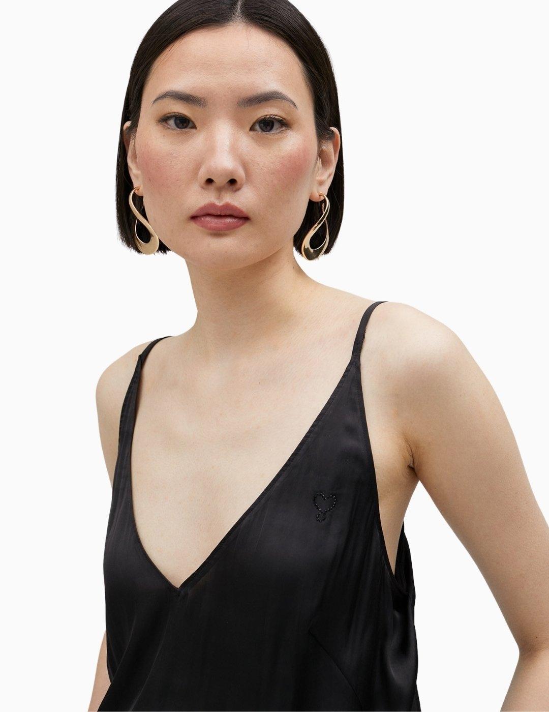 TOP LOLA CASADEMUNT SATINADO TIRANTES NEGRO