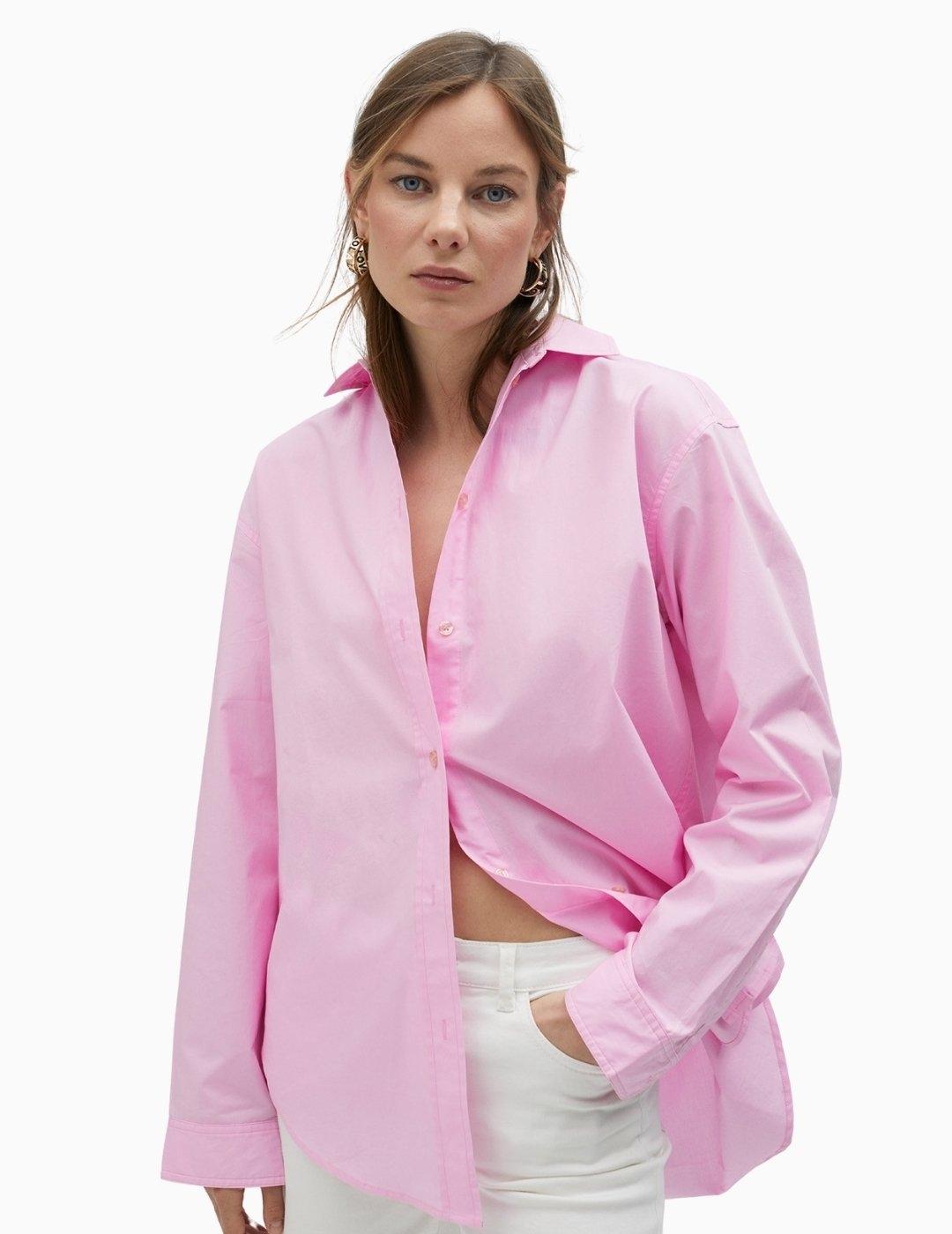 CAMISA LOLA CASADEMUNT POPELÍN OVERSIZE ROSA