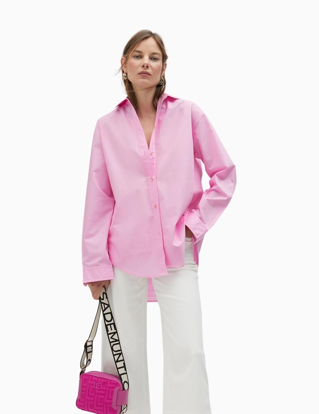 CAMISA LOLA CASADEMUNT POPELÍN OVERSIZE ROSA