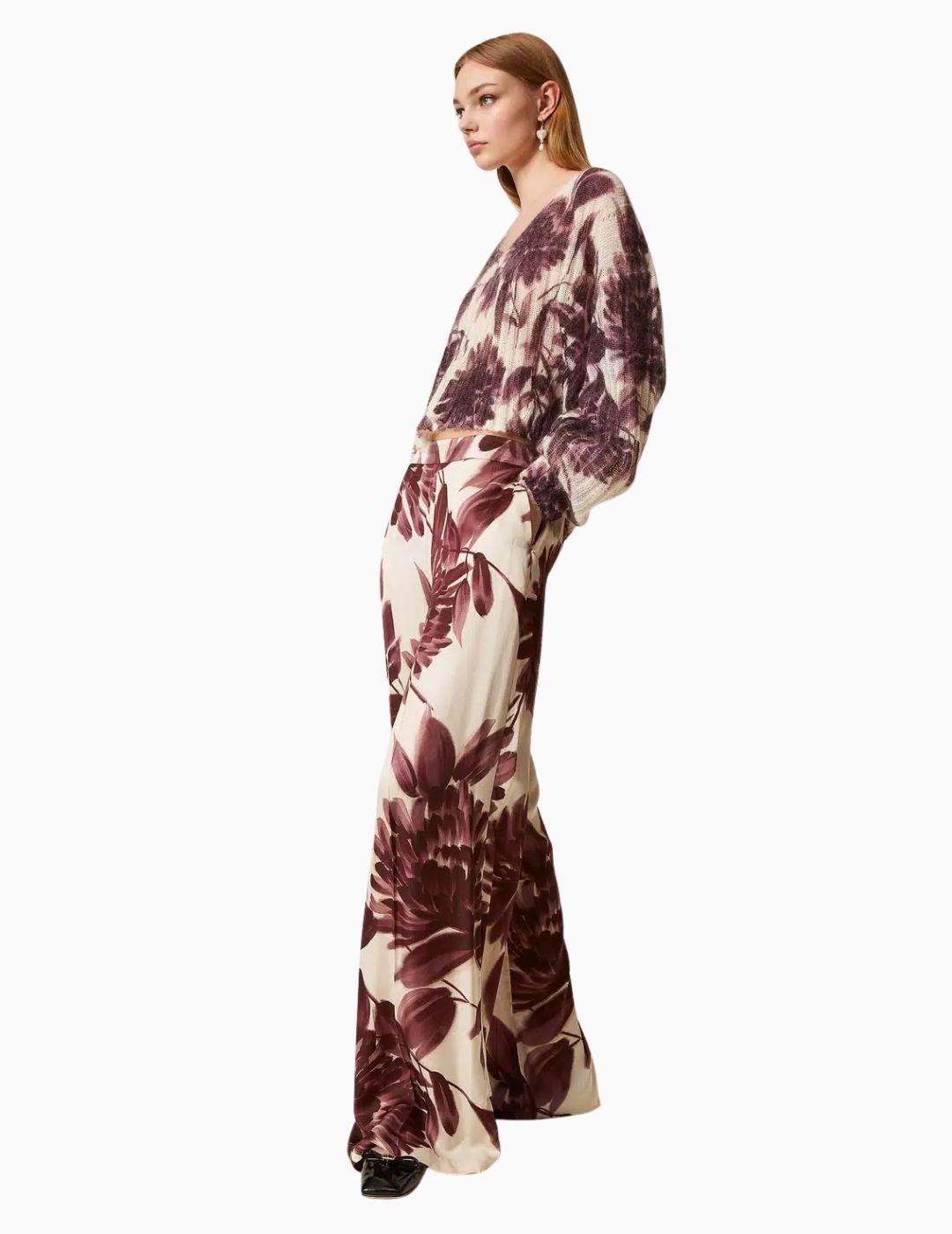PANTALON TWINSET ANCHO CON ESTAMPADO DE FLORES
