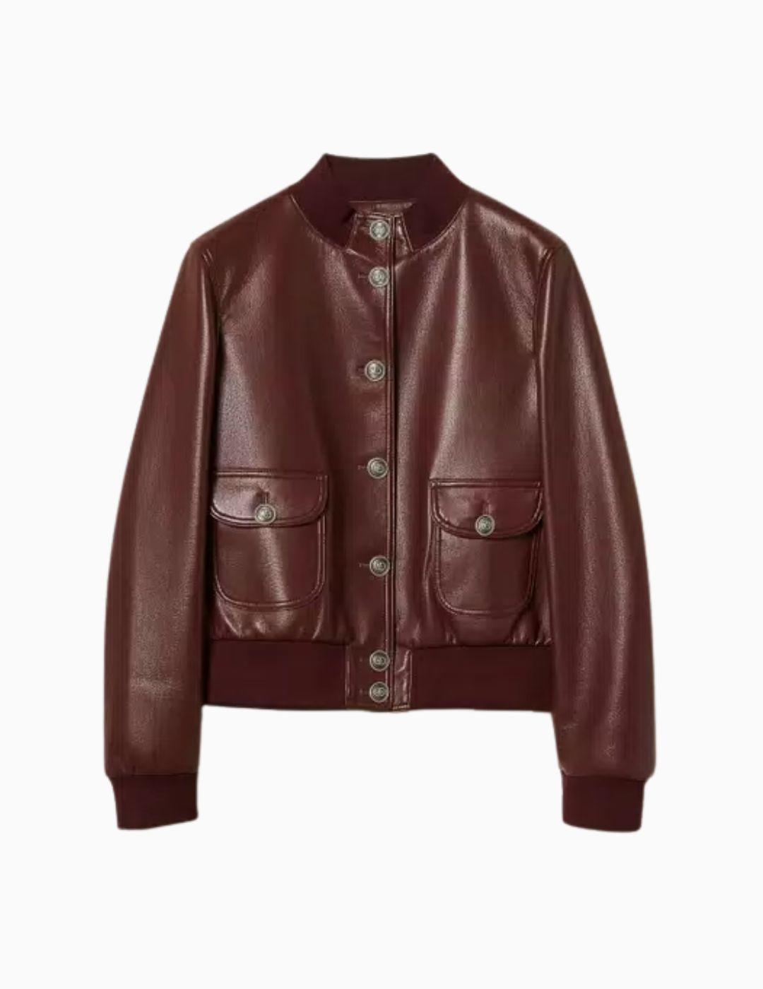 CHAQUETA TWINSET DE EFECTO PIEL CON BOTONES