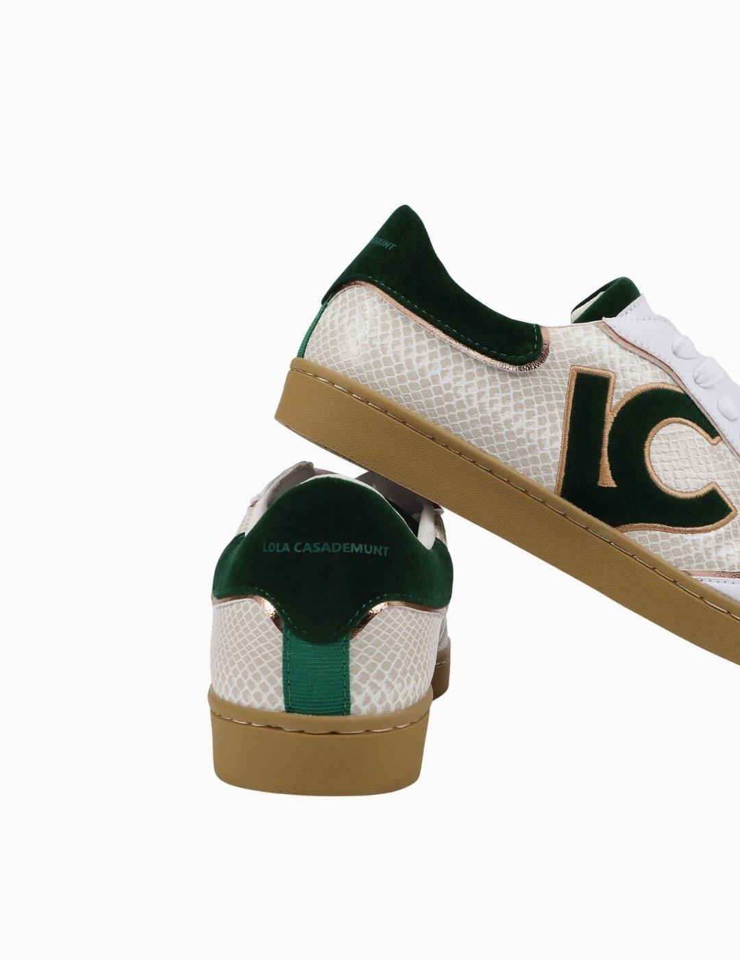 ZAPATILLAS LOLA CSDM DETALLE SERPIENTE Y PIEL VERD