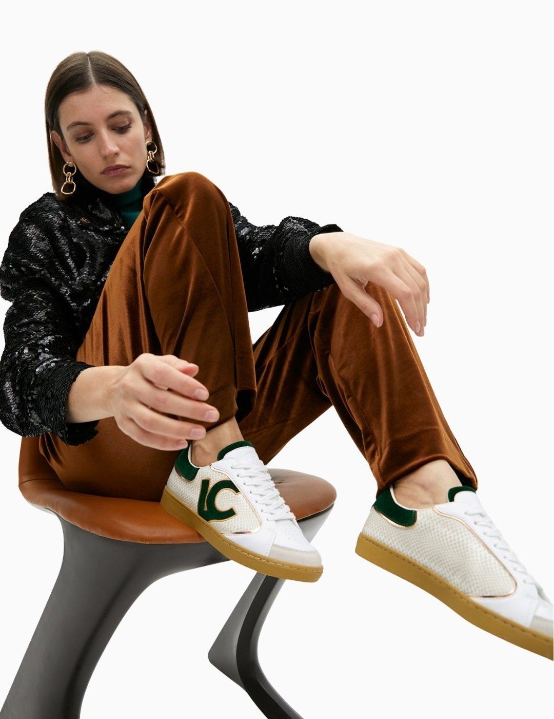 ZAPATILLAS LOLA CSDM DETALLE SERPIENTE Y PIEL VERD