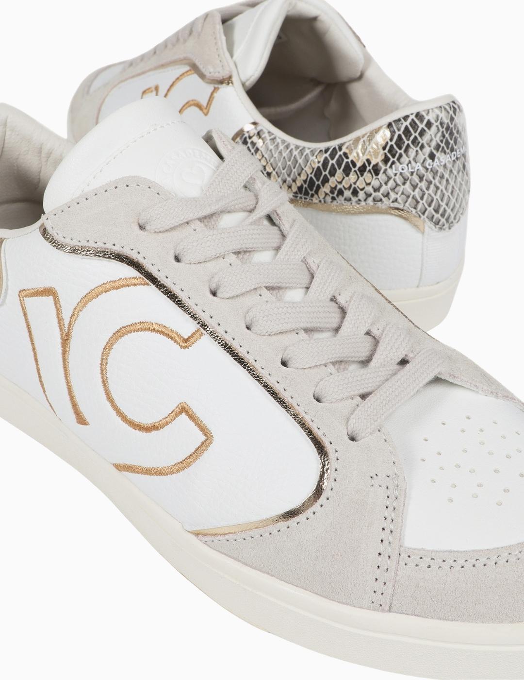 ZAPATILLAS LOLA CSDM DETALLE SERPIENTE Y PIEL GRIS