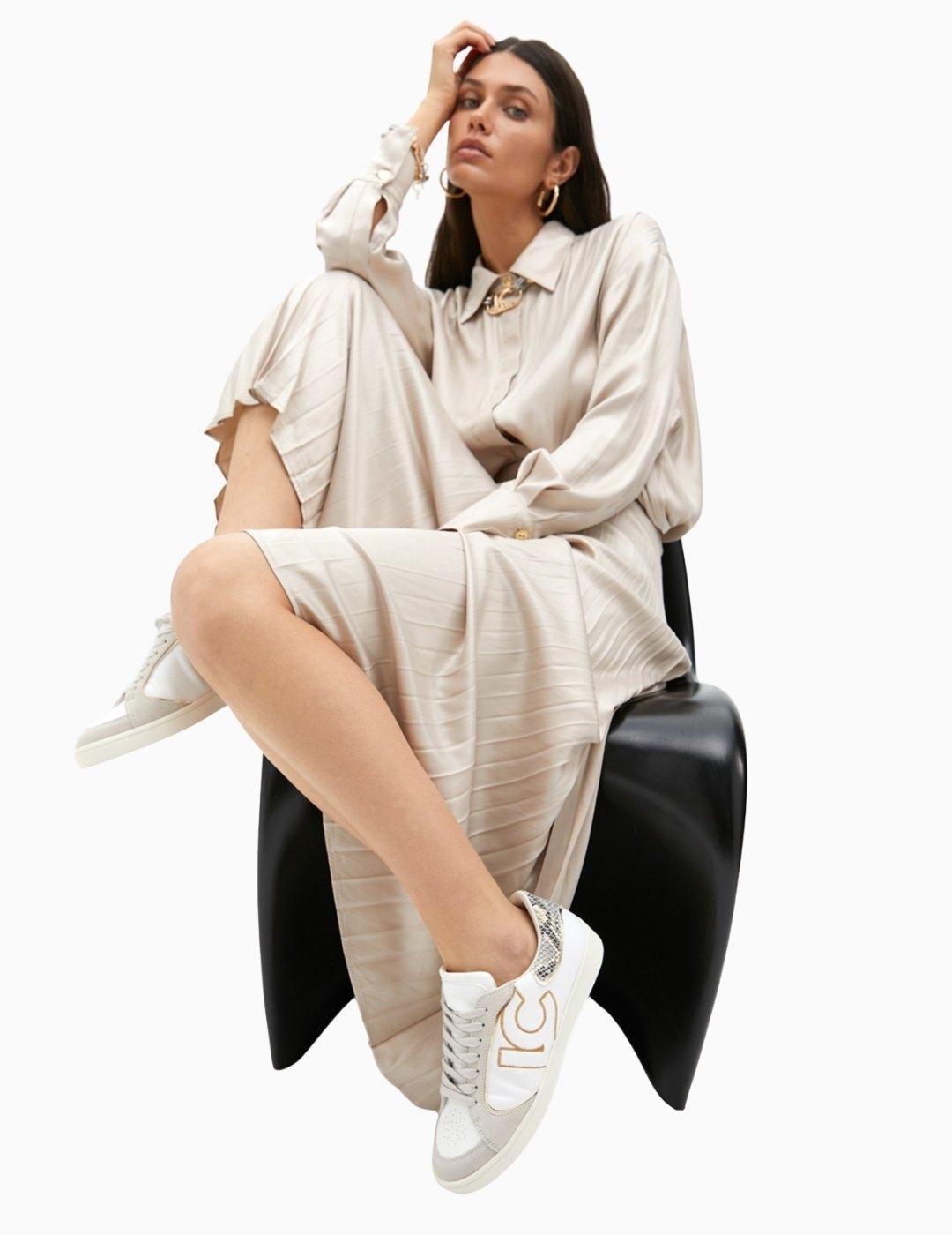 ZAPATILLAS LOLA CSDM DETALLE SERPIENTE Y PIEL GRIS