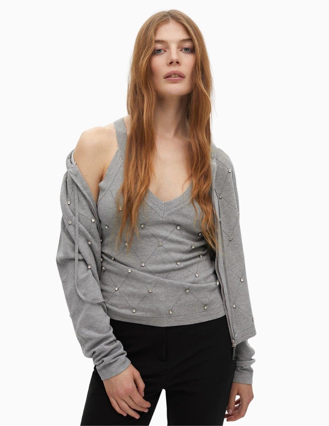 CHAQUETA  LOLA CSDM PUNTO CREMALLERA Y PEDRERIA