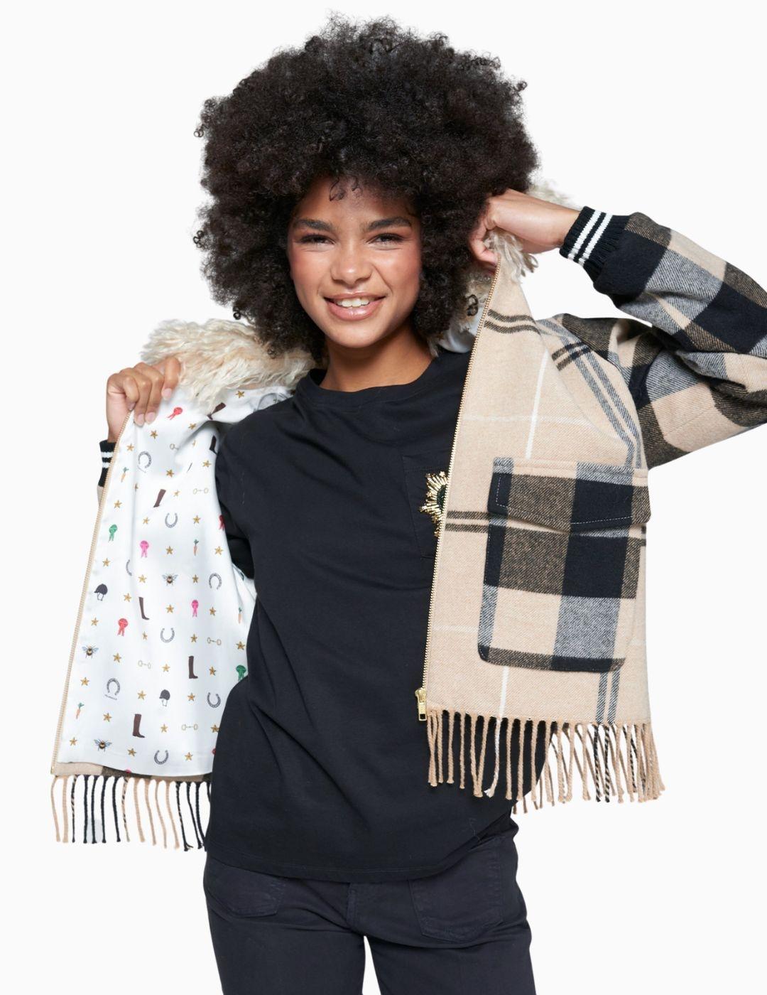 BOMBER VILAGALLO CUADROS LANA FLECOS 