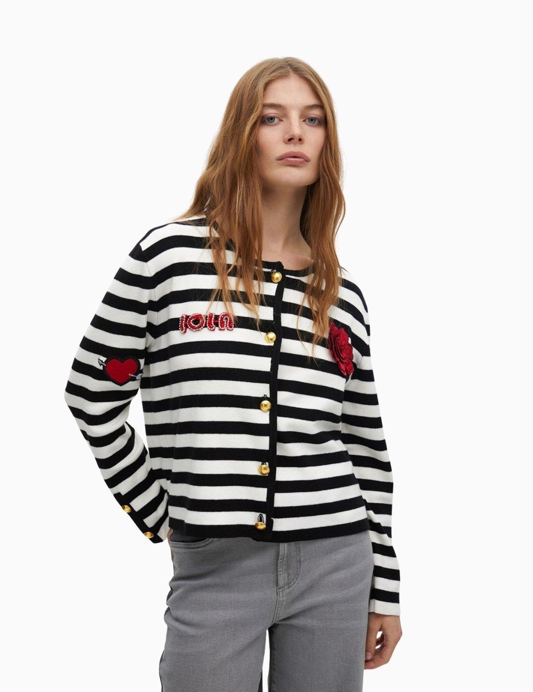 CÁRDIGAN LOLA CSDM  RAYAS PACH DETALLE