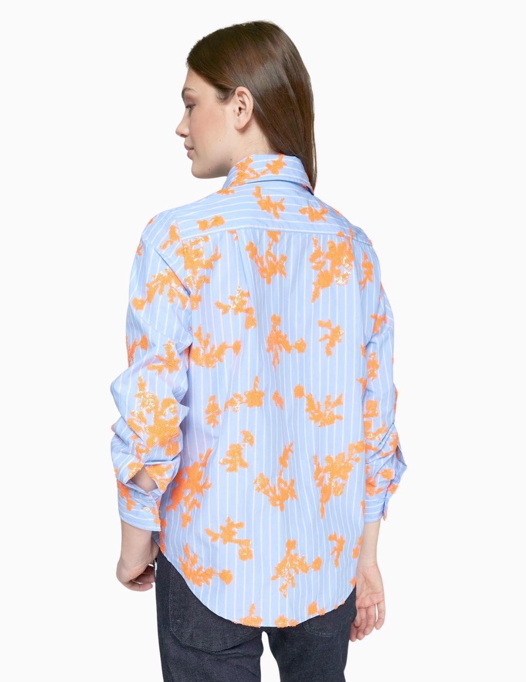 CAMISA VILAGALLO MAFALDA RAYAS AZUL LENTJ NARANJA 